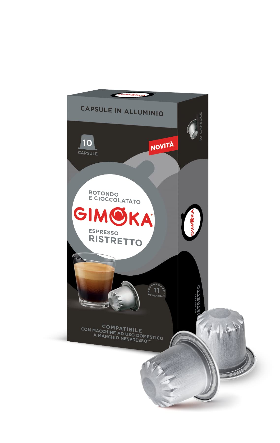 10 Capsule Gimoka Compatibili Nespresso Ristretto Alluminio