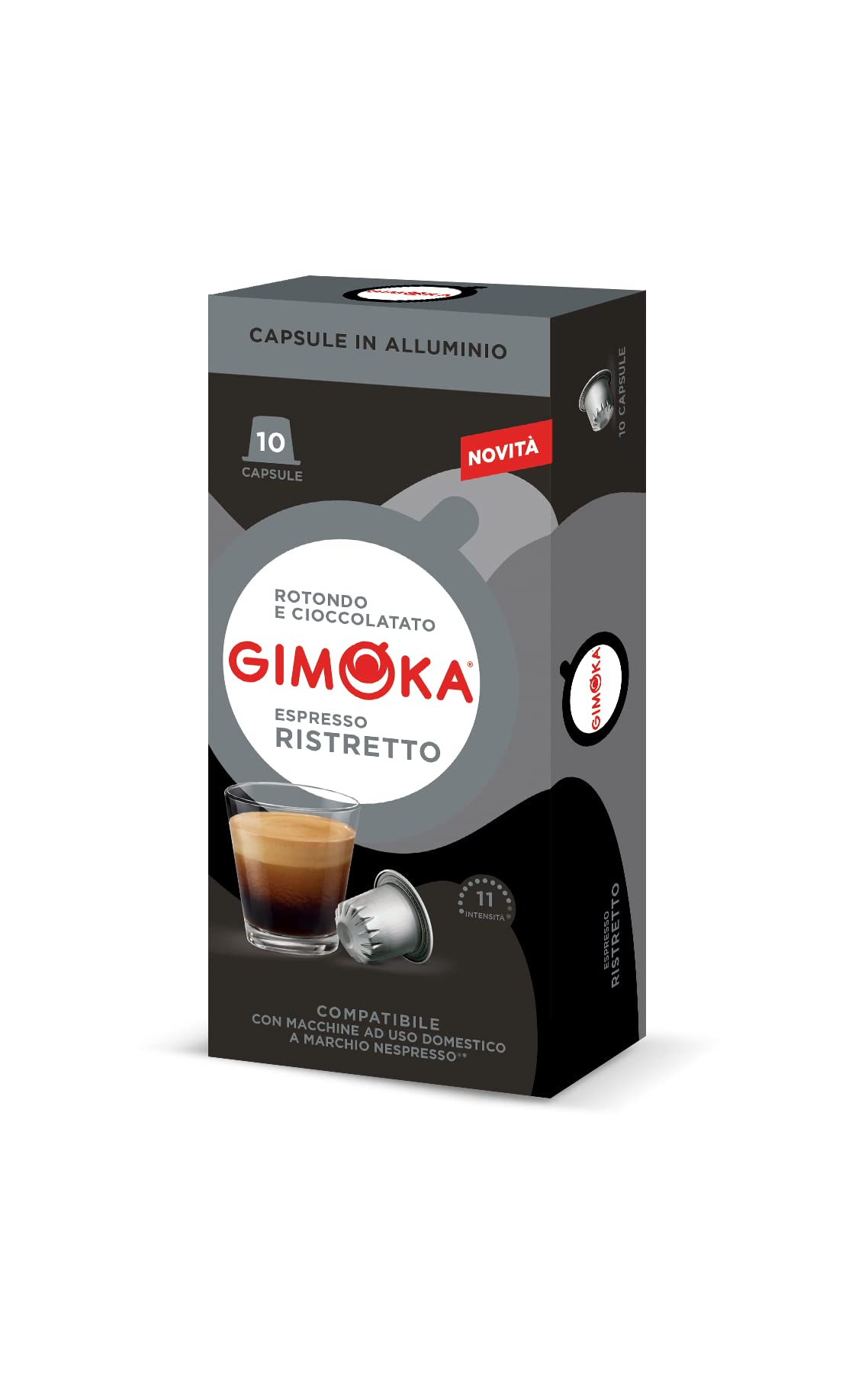 10 Capsule Gimoka Compatibili Nespresso Ristretto Alluminio