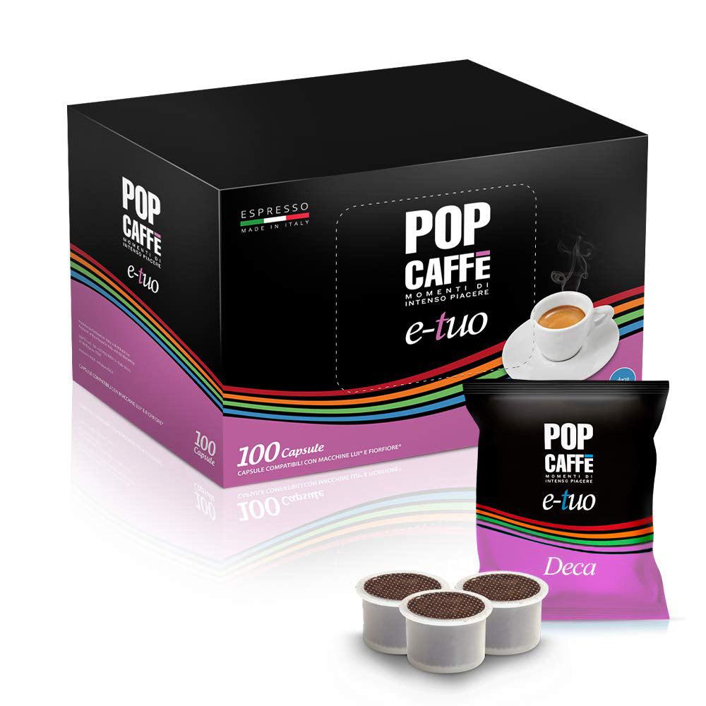 Pop Caffè 100 Capsule E-Tuo miscela Decaffeinato – Compatibili Lui , Fior Fiore Coop