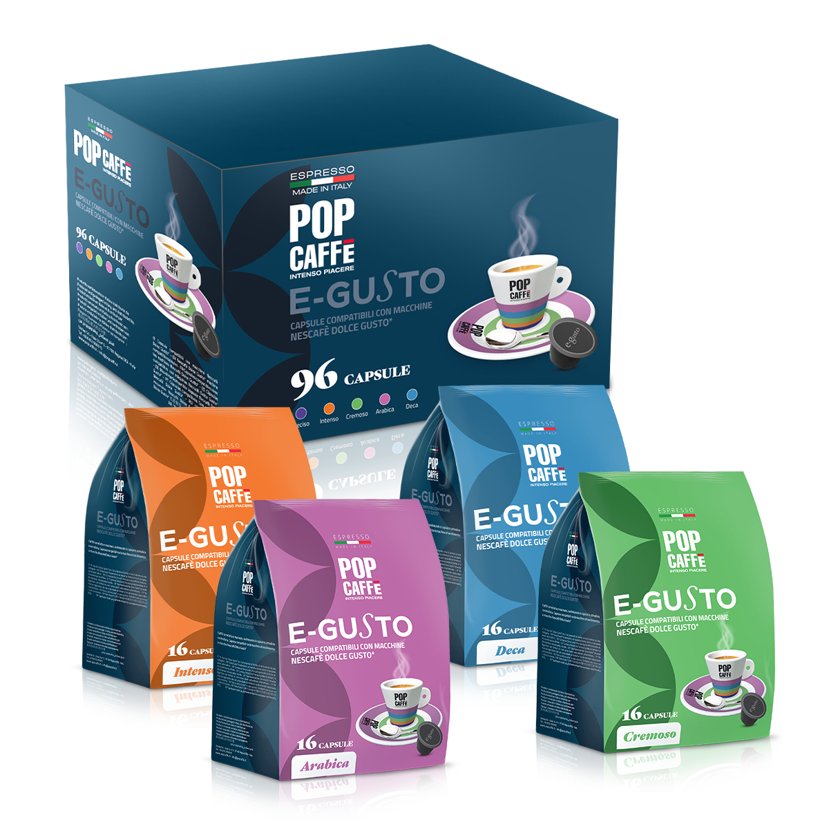 16 Capsule Pop Caffè E-gusto Miscela Cremoso - compatibili con Nescafè Dolce Gusto