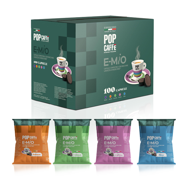 100 Capsule Pop Caffè E-mio miscela Cremoso - compatibili con A Modo Mio