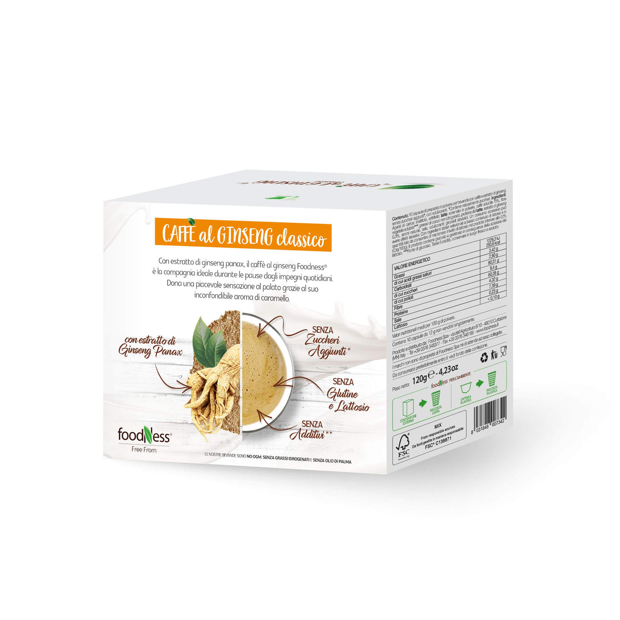 10 Capsule FoodNess Caffè Ginseng Classico Compatibili Nescafé Dolce Gusto