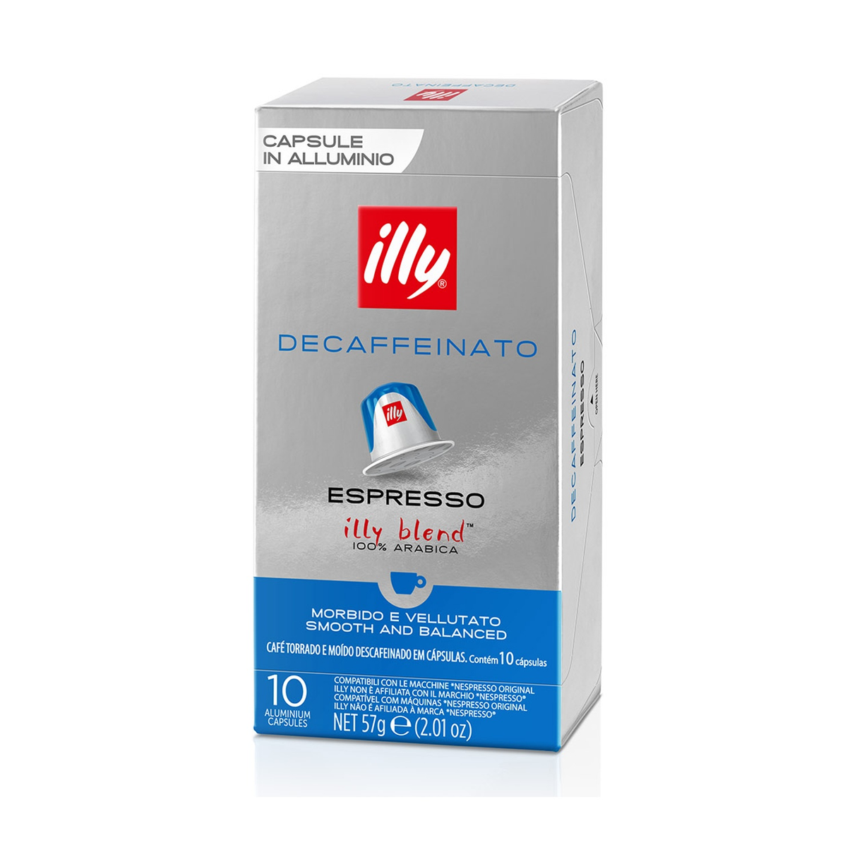 10 Capsule Illy per macchine Nespresso - Decaffeinato Dek Alluminio