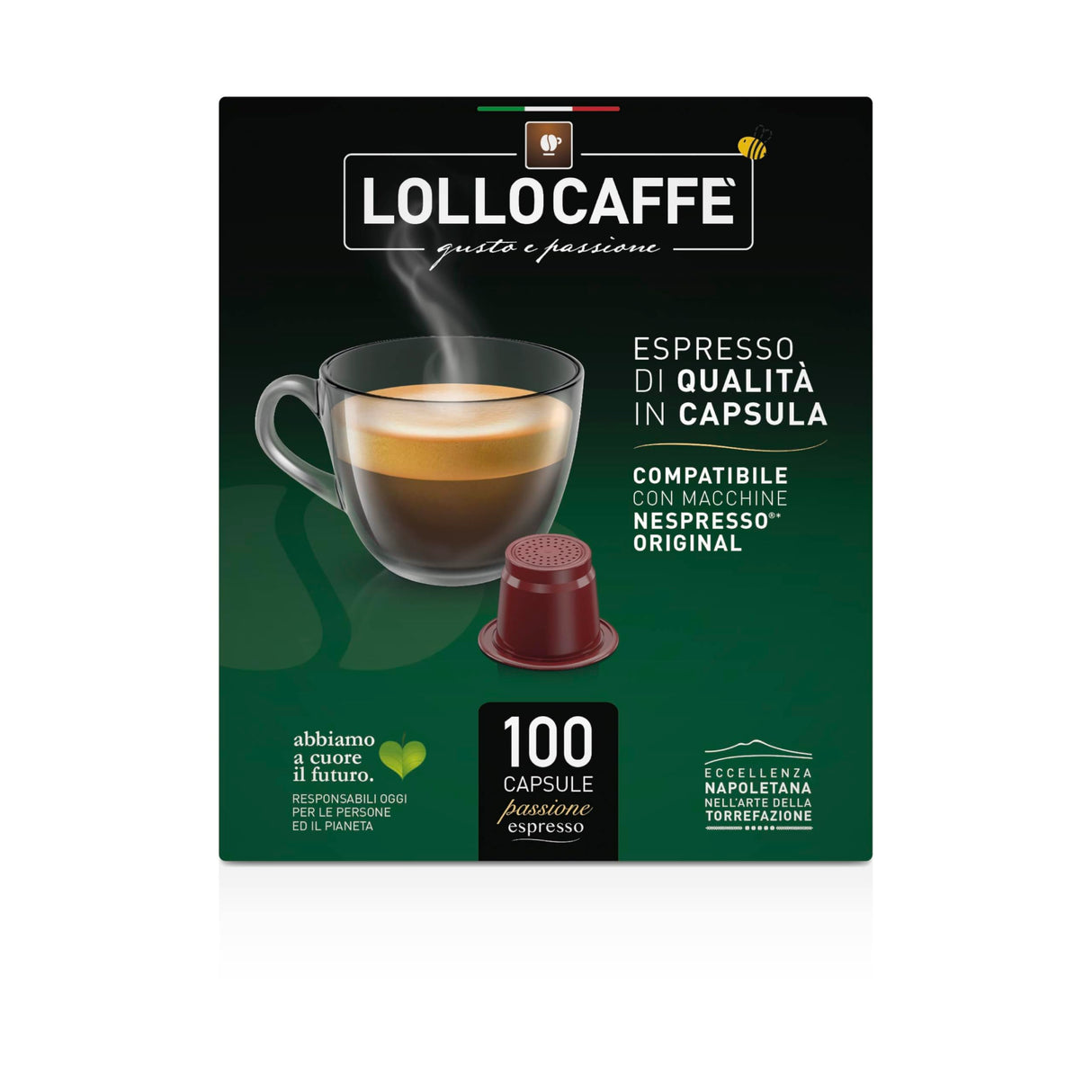 100 Capsule Lollo Caffè PassioNespresso Dek Compatibili Nespresso