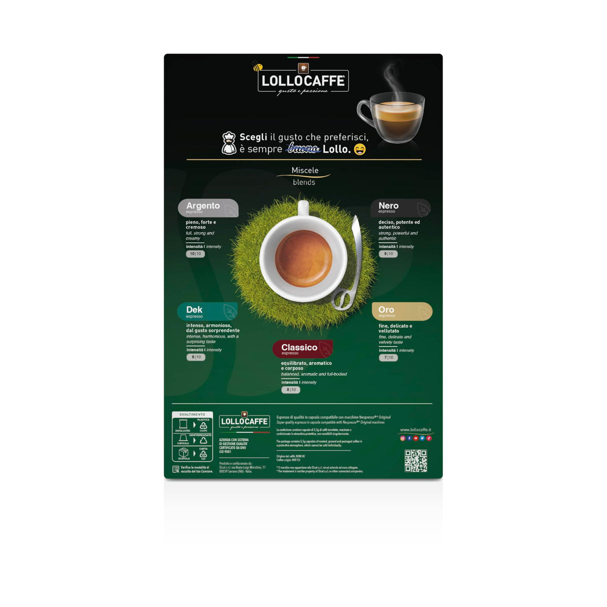 100 Capsule Lollo Caffè PassioNespresso Dek Compatibili Nespresso