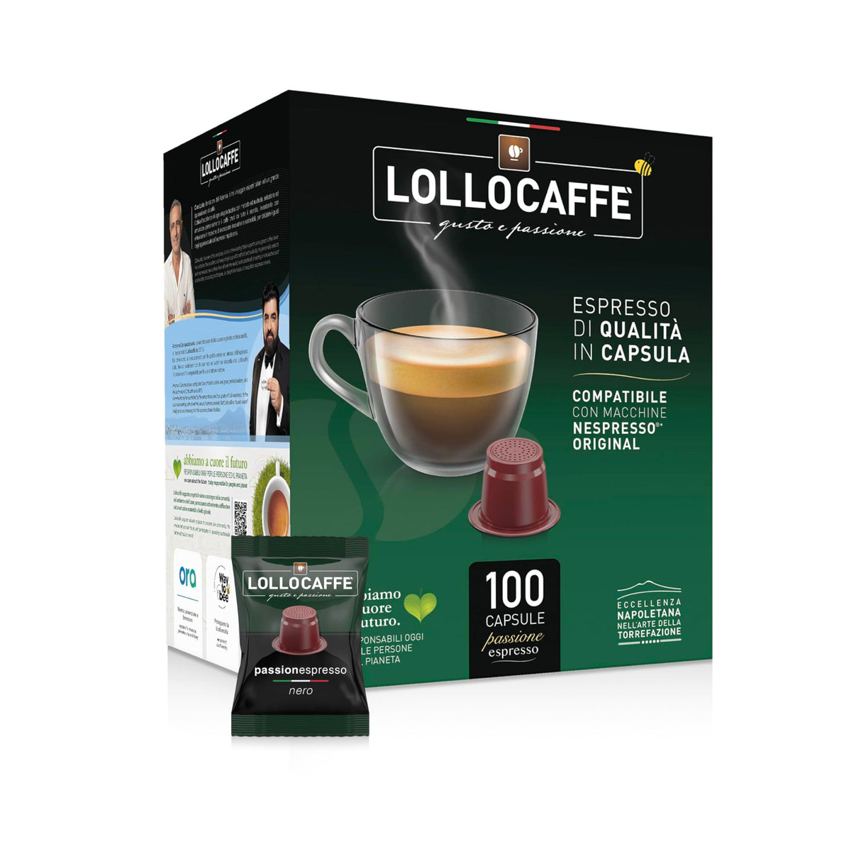 100 Capsule Lollo Caffè Nero Compatibili Nespresso