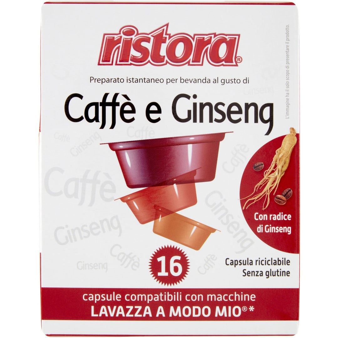 Ristora Caffè e Ginseng - 16 Capsule compatibili con Lavazza A Modo Mio