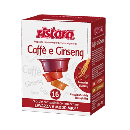 Ristora Caffè e Ginseng - 16 Capsule compatibili con Lavazza A Modo Mio