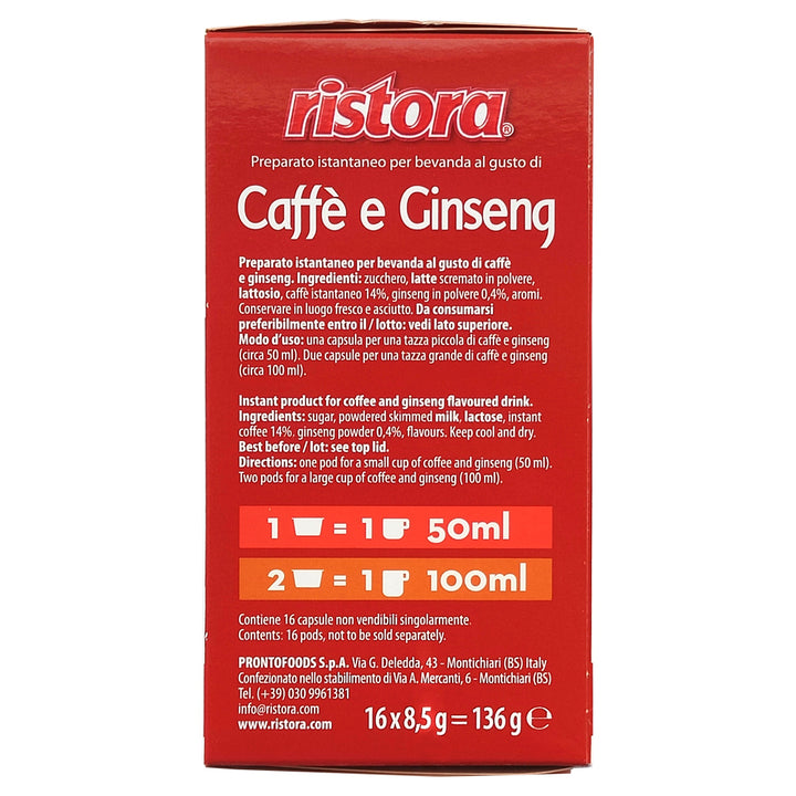Ristora Caffè e Ginseng - 16 Capsule compatibili con Lavazza A Modo Mio