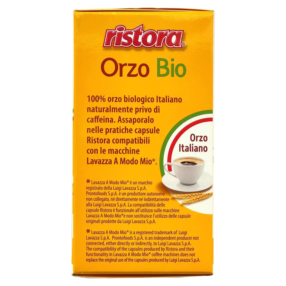 16 Capsule Ristora Orzo Biologico - Compatibili Lavazza A Modo Mio