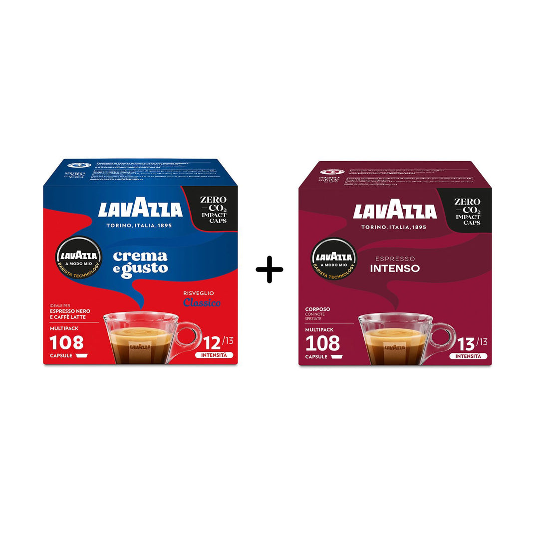 kit di 216 capsule Lavazza A Modo Mio: Crema e Gusto + Intenso