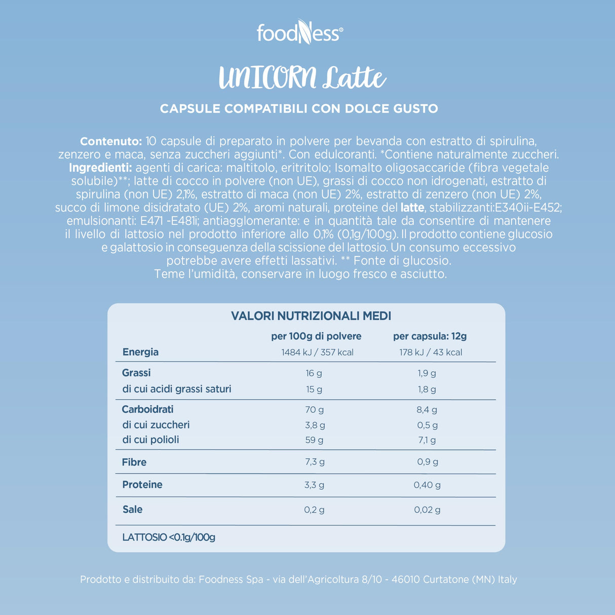 10 Capsule FoodNess Unicorn - Compatibili Nescafé Dolce Gusto