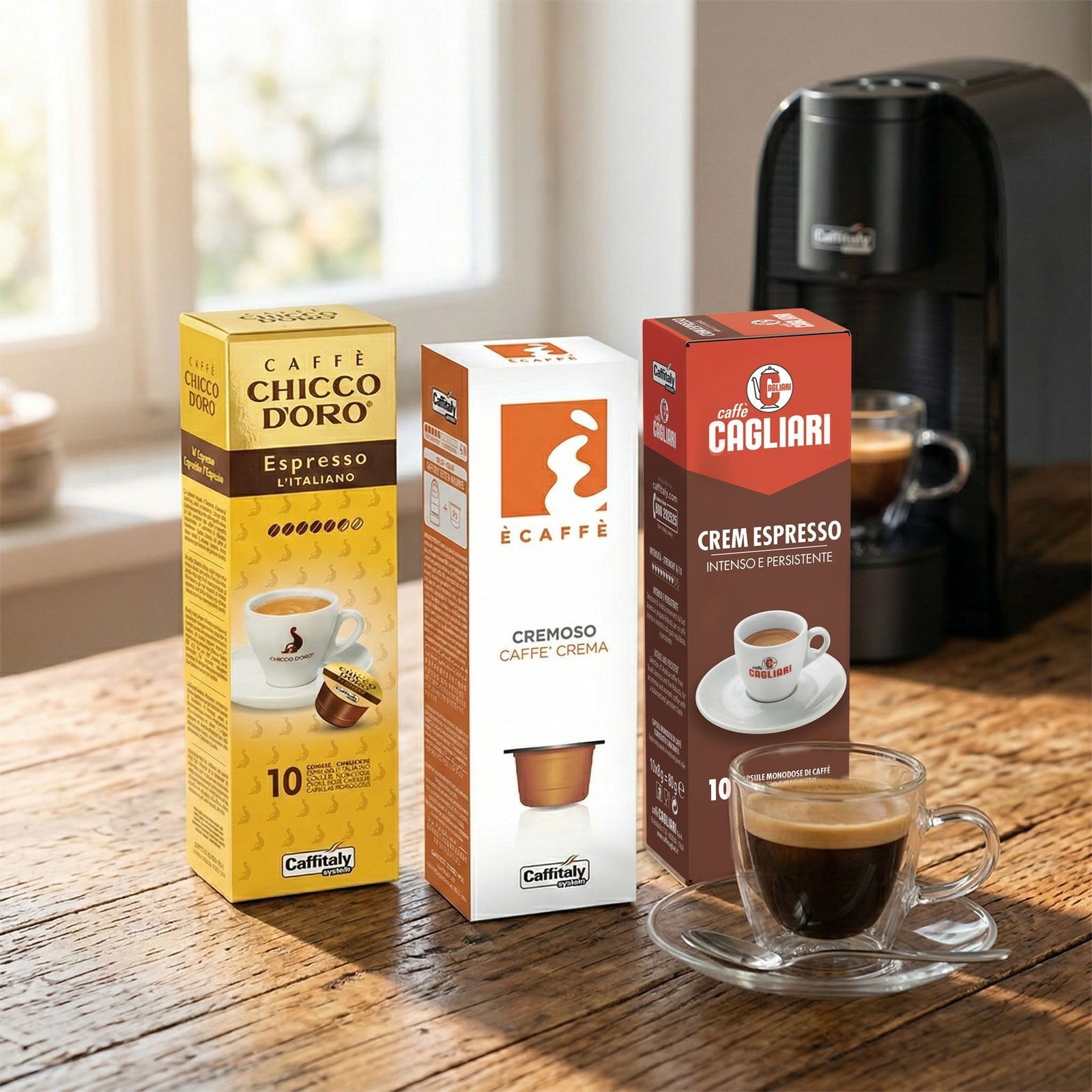 Confronto capsule Caffitaly: Chicco d'Oro Espresso Bar, Ecaffè Prezioso e Cagliari Crem Espresso