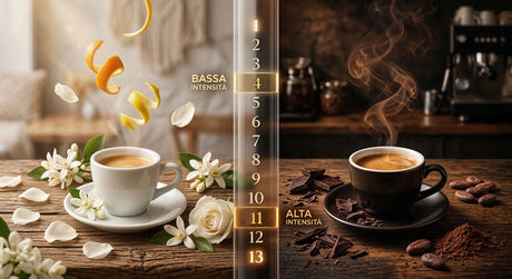 Scala dell'intensità del caffè da 1 a 13 con capsule di diversi livelli di tostatura