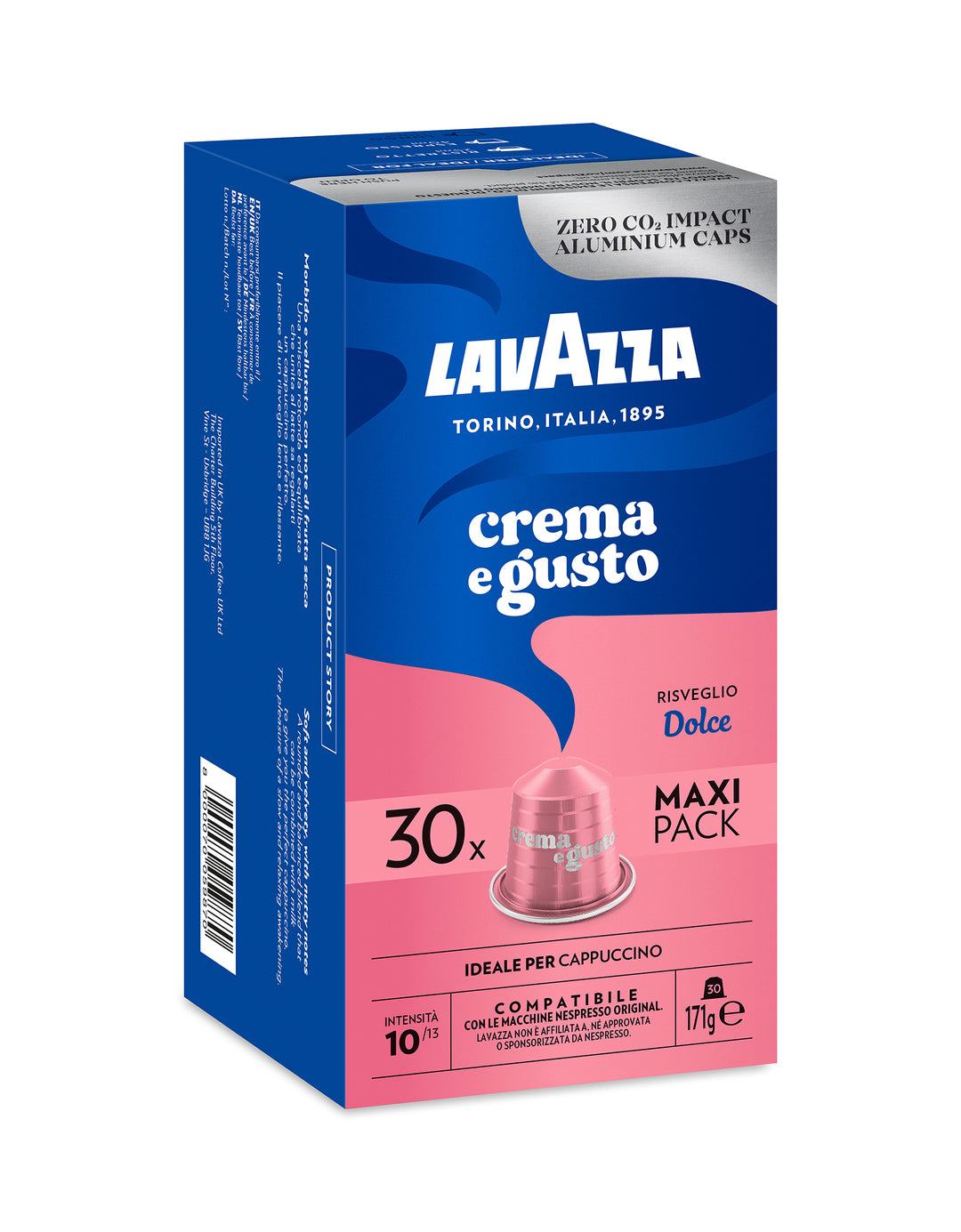30 Capsule Lavazza Crema e Gusto Dolce compatibili con Nespresso - in alluminio