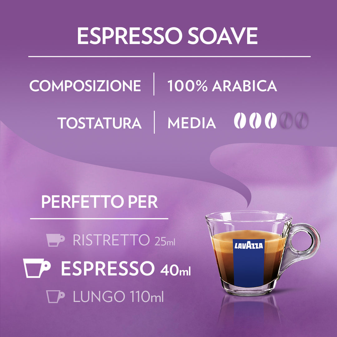 16 Capsule Lavazza A Modo Mio Soave – Espresso Leggero e Floreale 100% Arabica