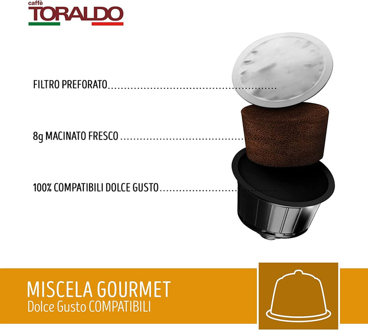 100 Capsule Toraldo Compatibili Dolce Gusto Miscela Gourmet