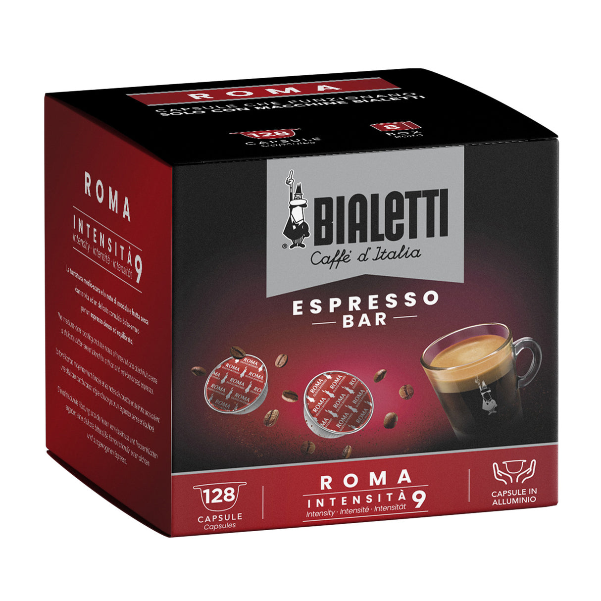 128 Capsule Bialetti Caffè d'Italia Roma - Multipack Espresso Robusto e Aromatico
