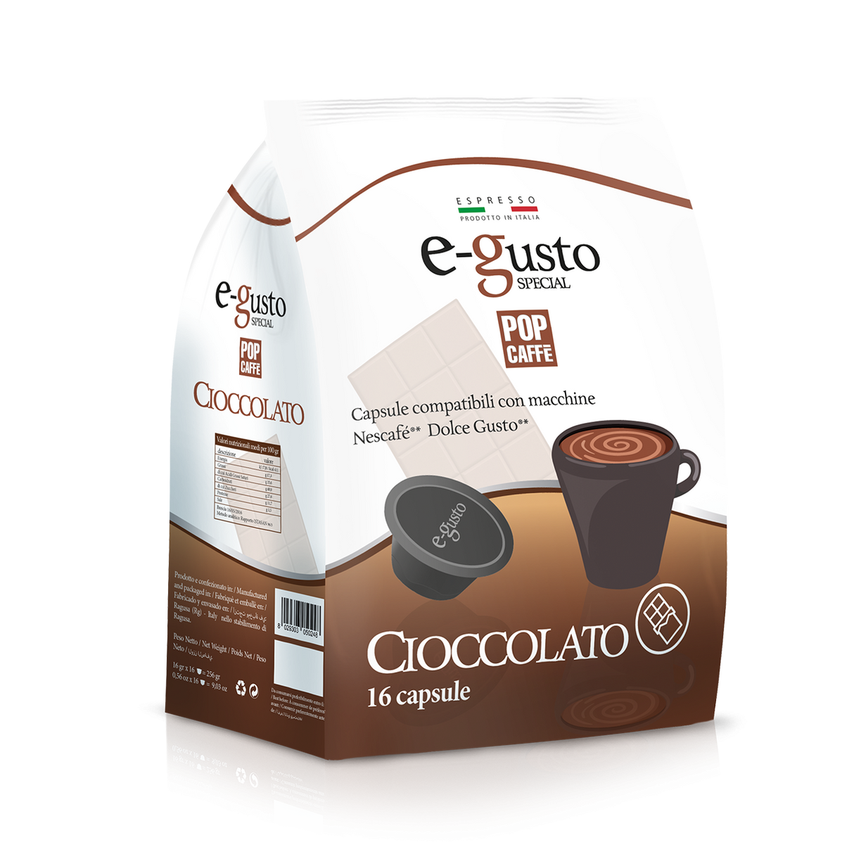 16 capsule Pop Caffè E-gusto CIOCCOLATO - compatibile DOLCE GUSTO