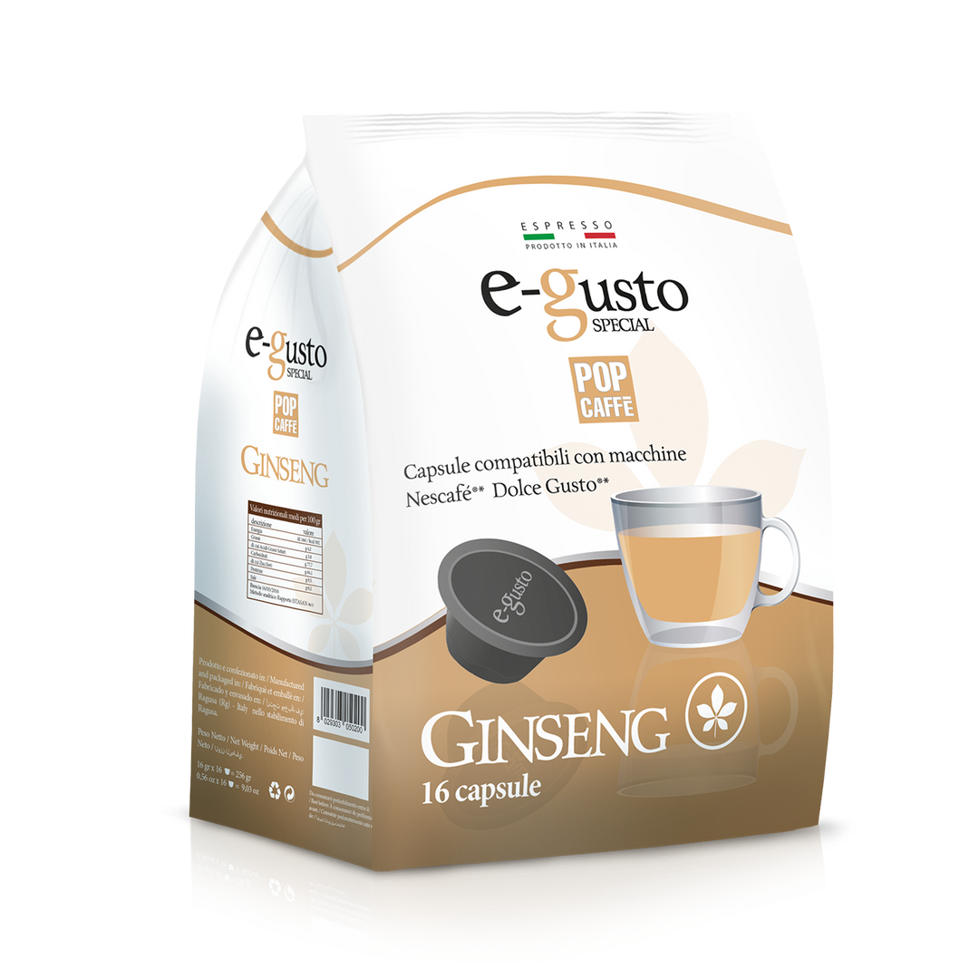 16 Capsule Pop E-Gusto Ginseng Compatibili con Nescafé Dolce Gusto