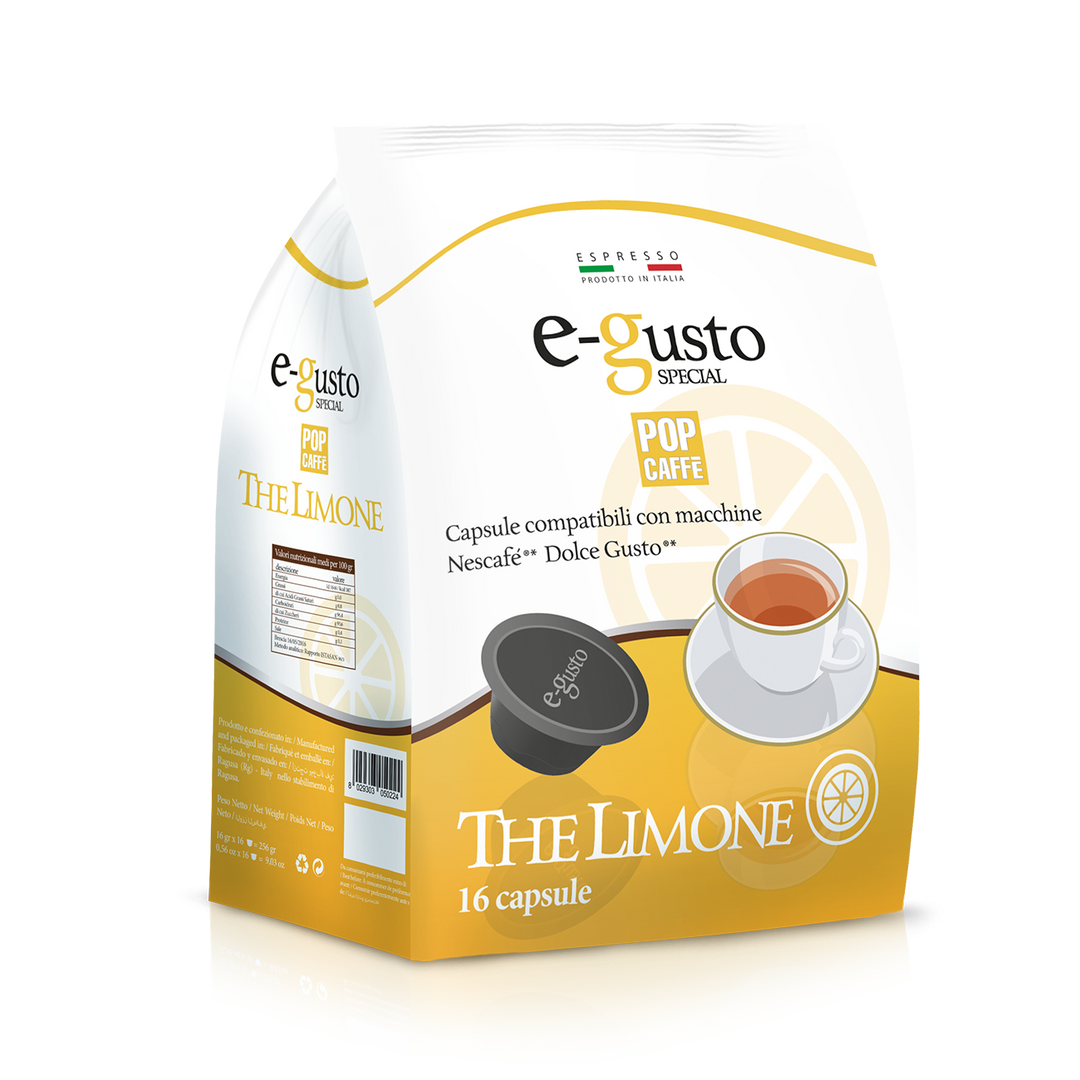 16 Capsule E-Gusto The Limone Compatibili con Nescafé Dolce Gusto