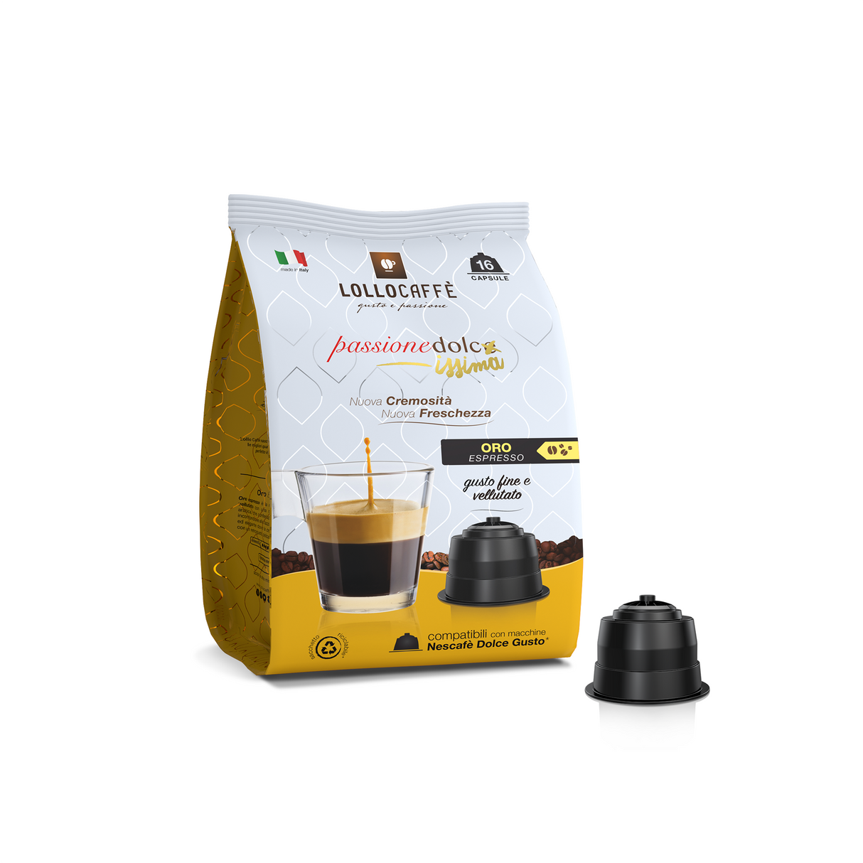 16 Capsule Lollo Caffè PassioneDolcissima Oro Compatibili Dolce Gusto