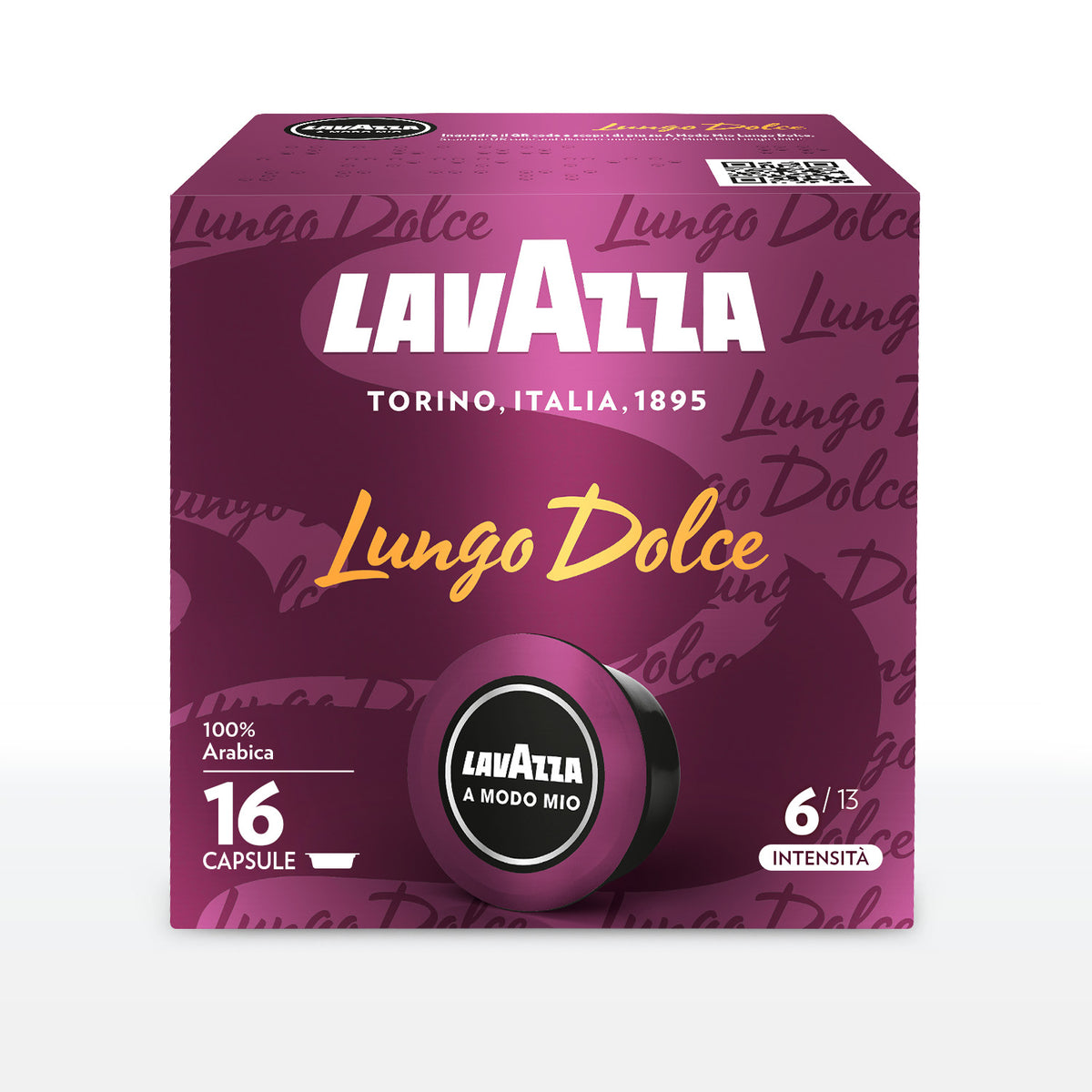 16 Capsule Lavazza A Modo Mio Lungo Dolce – Espresso Lungo 100% Arabica con Note Floreali e Fruttate