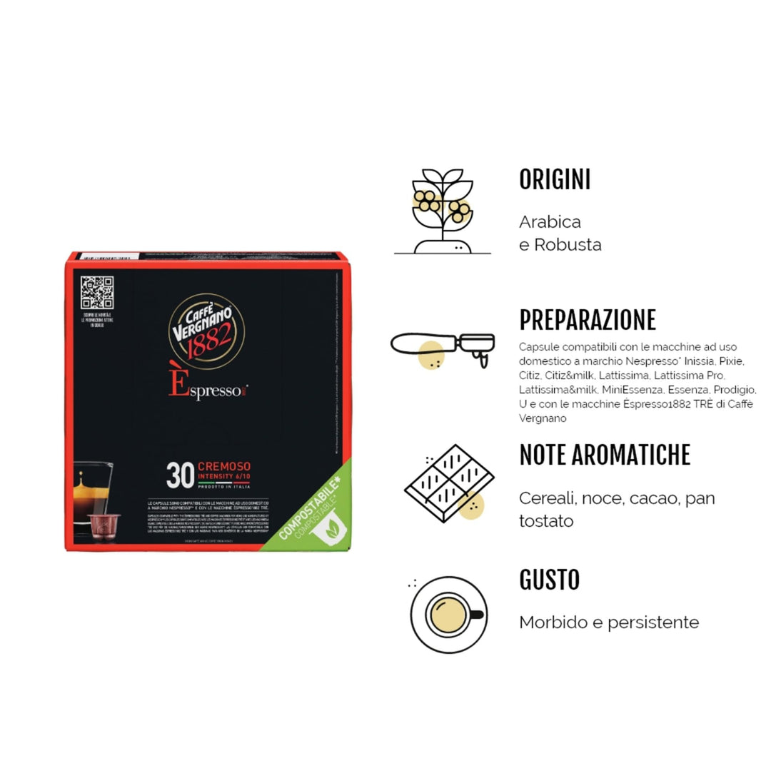 Caffè Vergnano Cremoso - 50 Capsule Compatibili Nespresso