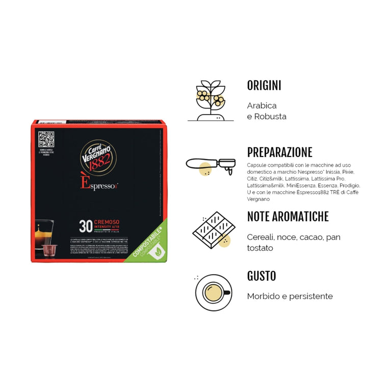 Caffè Vergnano Cremoso - 50 Capsule Compatibili Nespresso