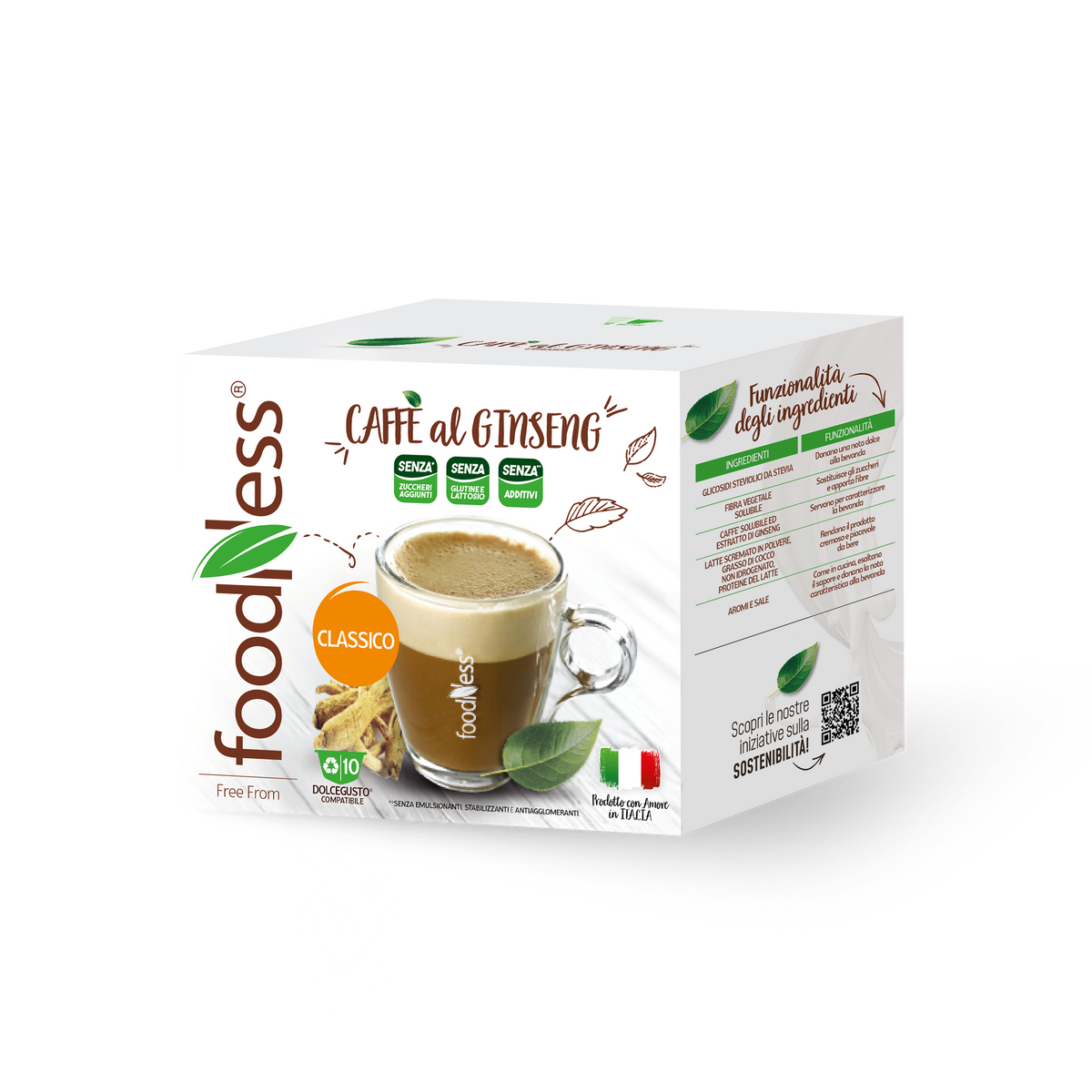 10 Capsule Foodness Caffè al Ginseng Classico Compatibili Dolce Gusto