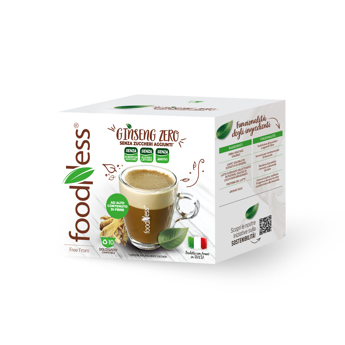 10 Capsule Foodness Ginseng Zero ex Amaro Compatibili Dolce Gusto