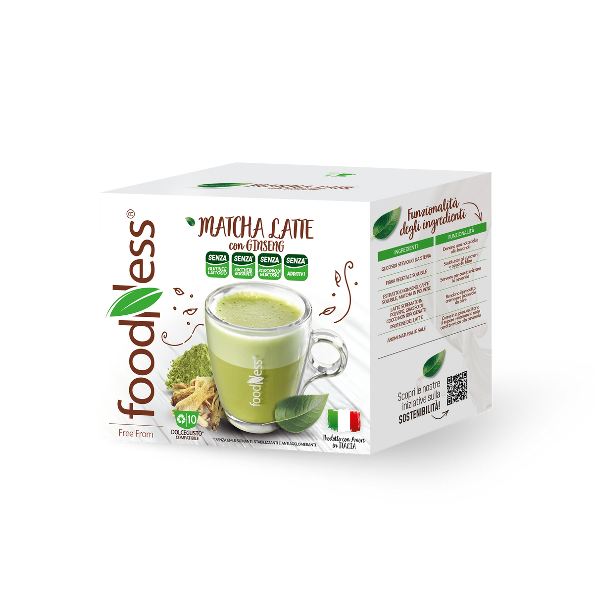 10 Capsule Foodness Matcha Latte con Ginseng Compatibili Dolce Gusto