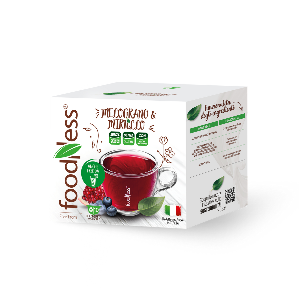 10 Capsule Foodness Tisana Melograno e Mirtillo Compatibili Dolce Gusto
