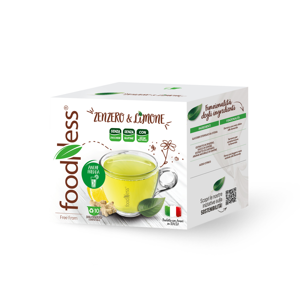 10 Capsule Foodness Tisana Zenzero e Limone Compatibili Dolce Gusto