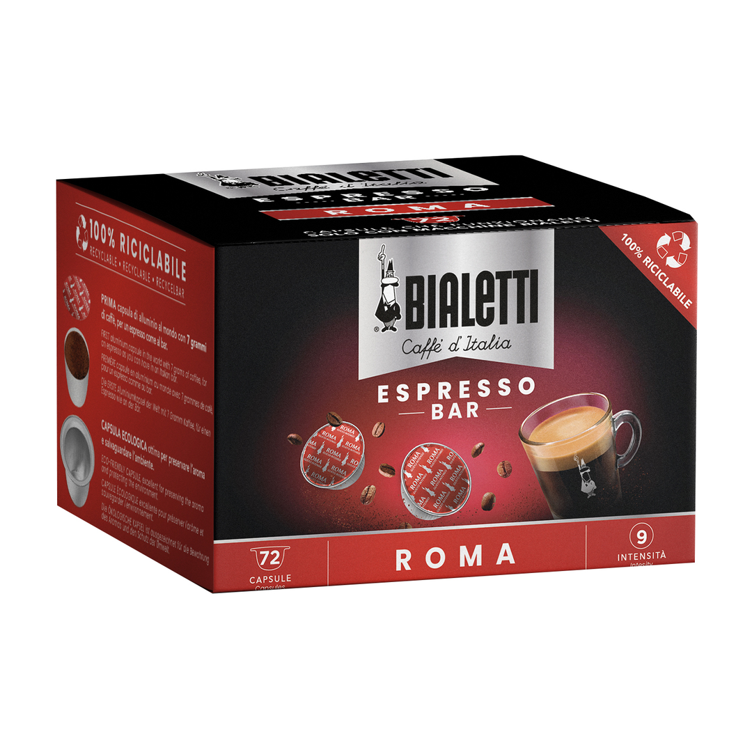 72 Capsule Bialetti Caffè d'Italia –  Roma Espresso Intenso ed Equilibrato