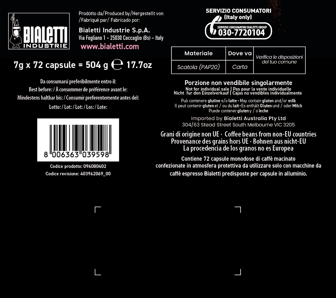 72 Capsule Palermo Bialetti Il Caffe' d'Italia - intensità 12 - capsule alluminio