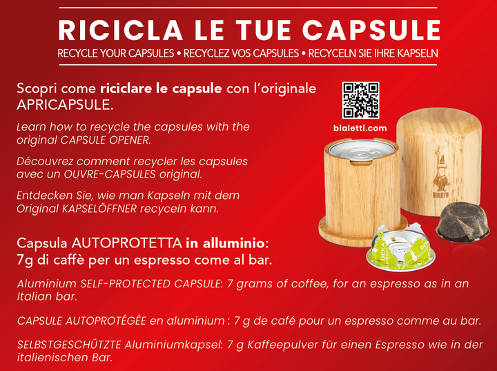 128 Capsule Bialetti Caffè d'Italia Roma - Multipack Espresso Robusto e Aromatico