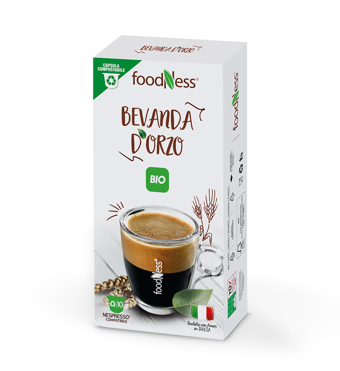 10 Capsule Foodness Bevanda d'Orzo Compatibili Nespresso