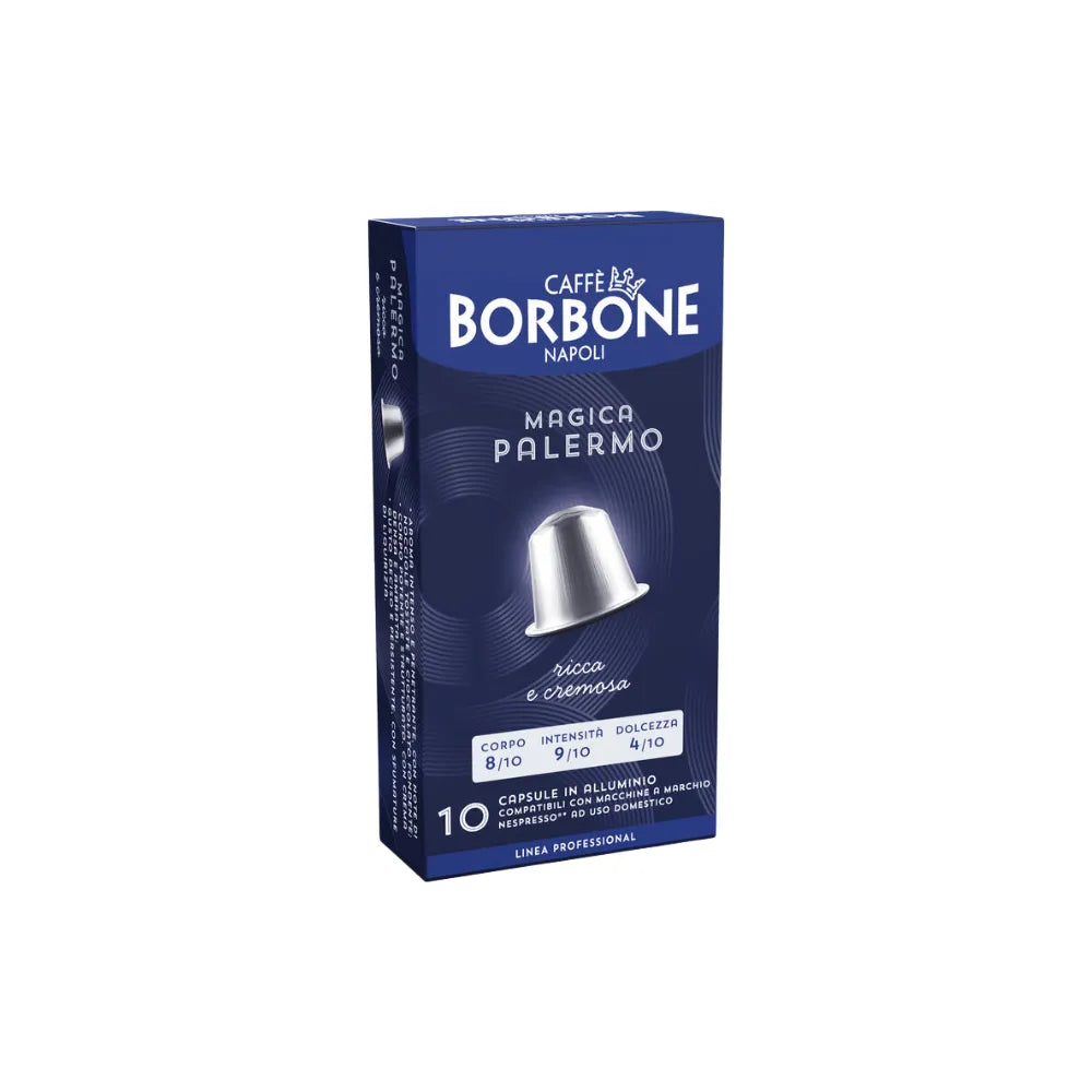 10 Capsule in alluminio caffè Borbone Compatibili Nespresso - Magica PALERMO