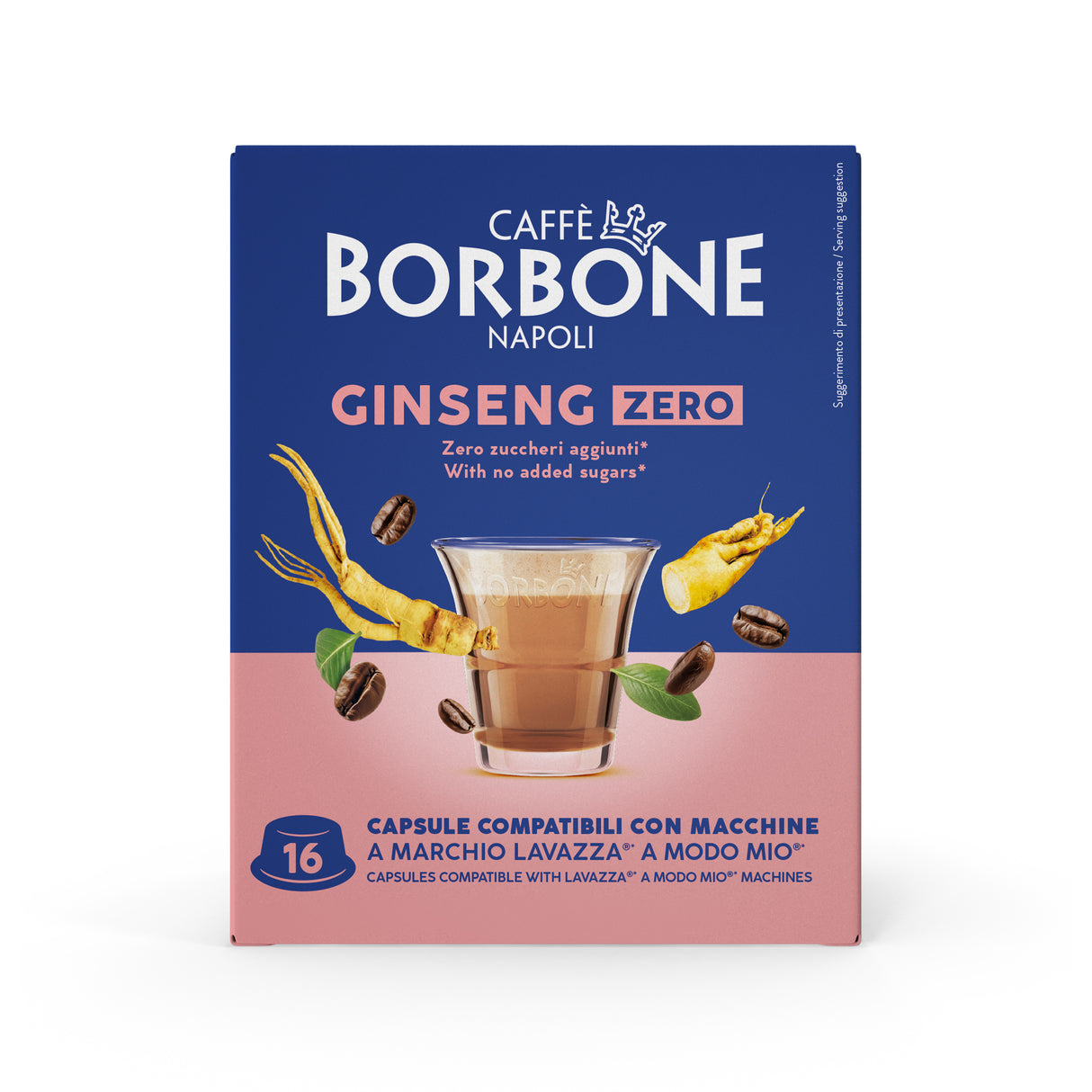 16 Capsule Borbone compatibili con Lavazza A Modo Mio - Caffè Ginseng Zero Senza Zuccheri