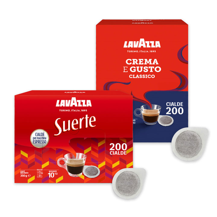 Lavazza Caffè 400 Cialde Ese 44mm - Combo Risparmio (200 Crema e Gusto Classico + 200 Suerte)