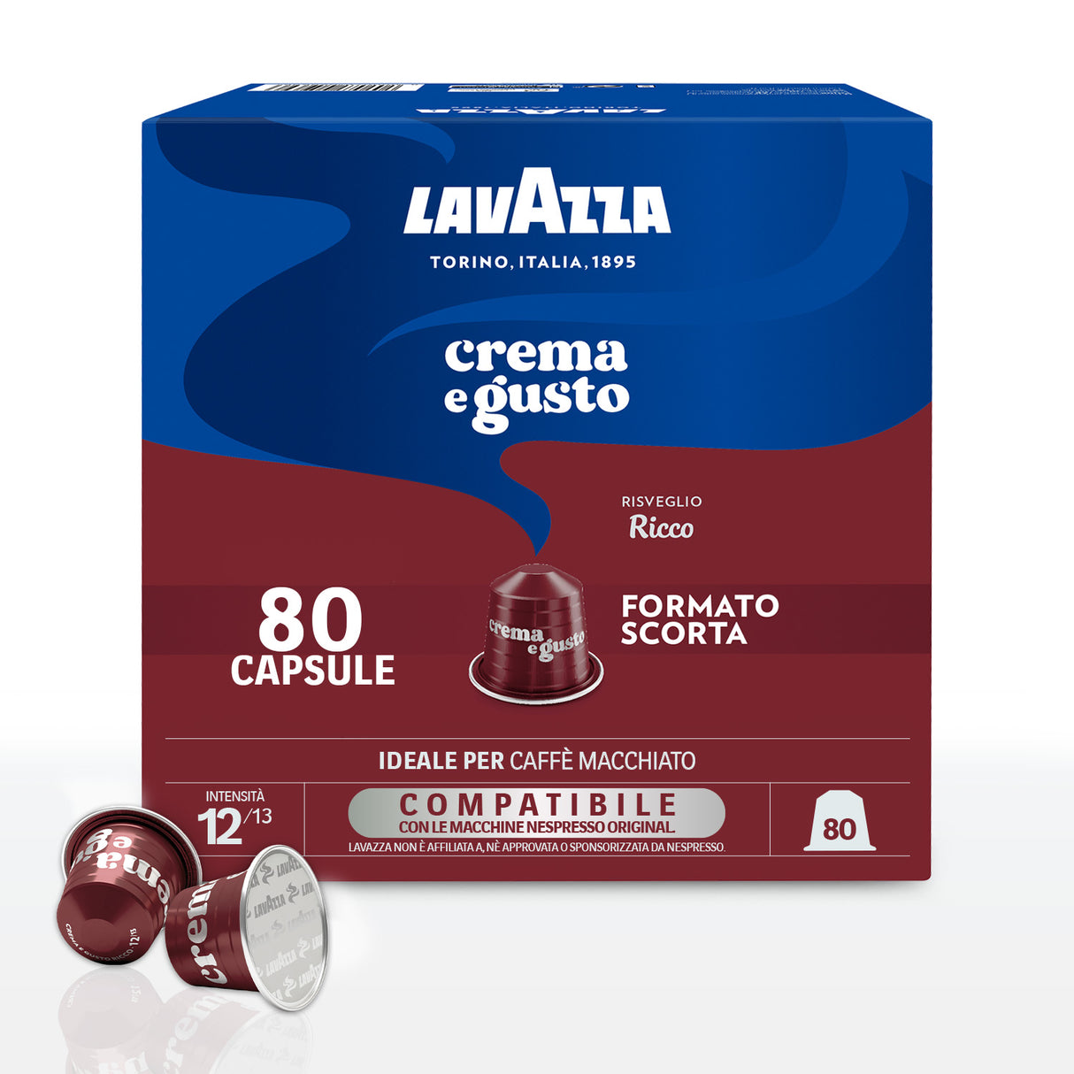 80 Capsule caffè Lavazza compatibili Nespresso - Crema e Gusto RICCO