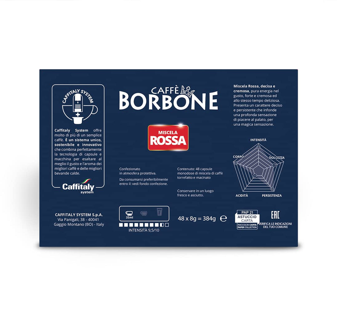 Caffitaly Miscela ROSSA Caffè Borbone - 48 Capsule Maxi Pack Risparmio per Caffitaly System