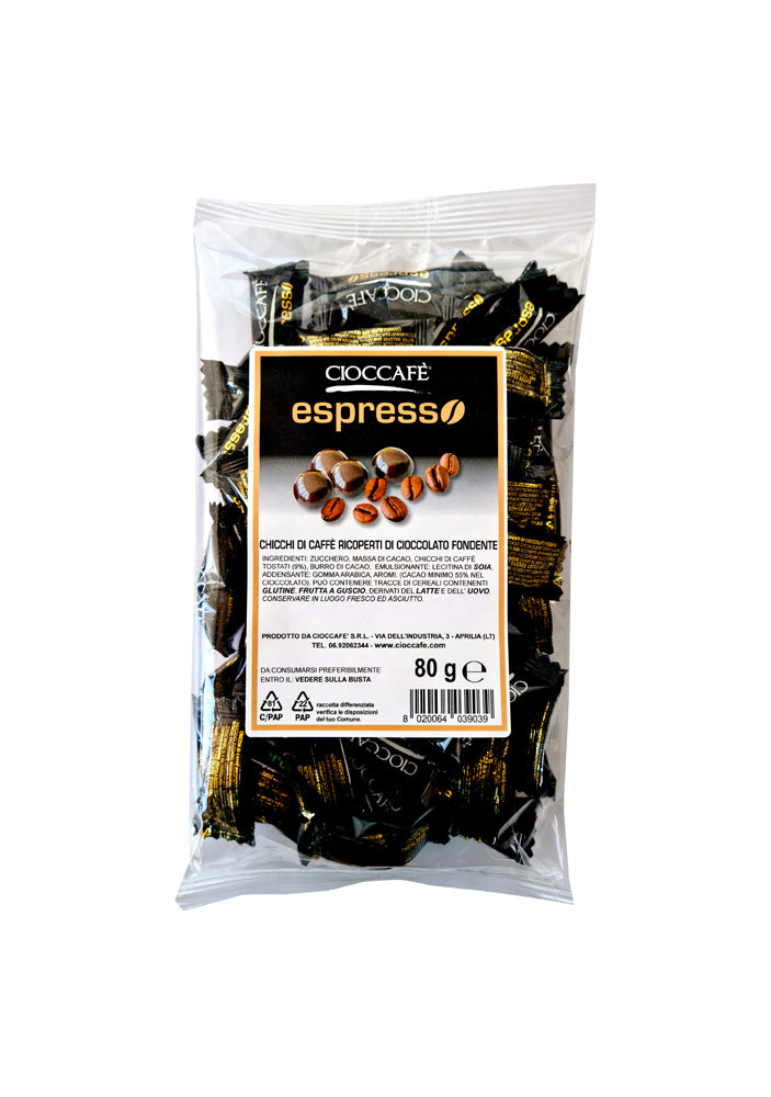 Cioccafè Espresso - Chicchi di Caffè al Cioccolato Fondente 80 g