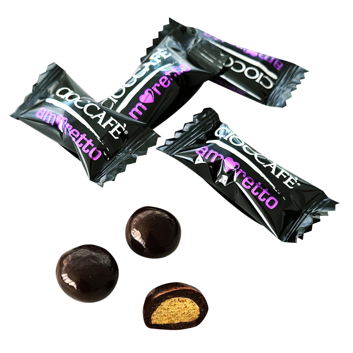 Cioccafè Amoretto Praline di Amaretti ricoperti di Cioccolato Fondente - Busta da 80g