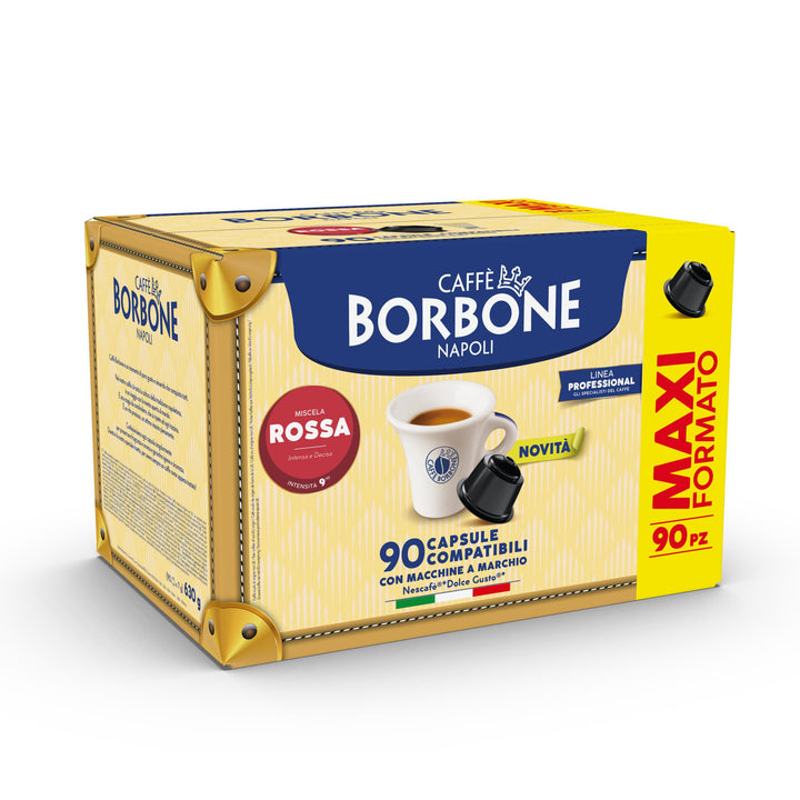 90 Capsule Caffè Borbone Miscela Rossa compatibili Nescafé Dolce Gusto – Gusto Intenso e Crema Perfetta