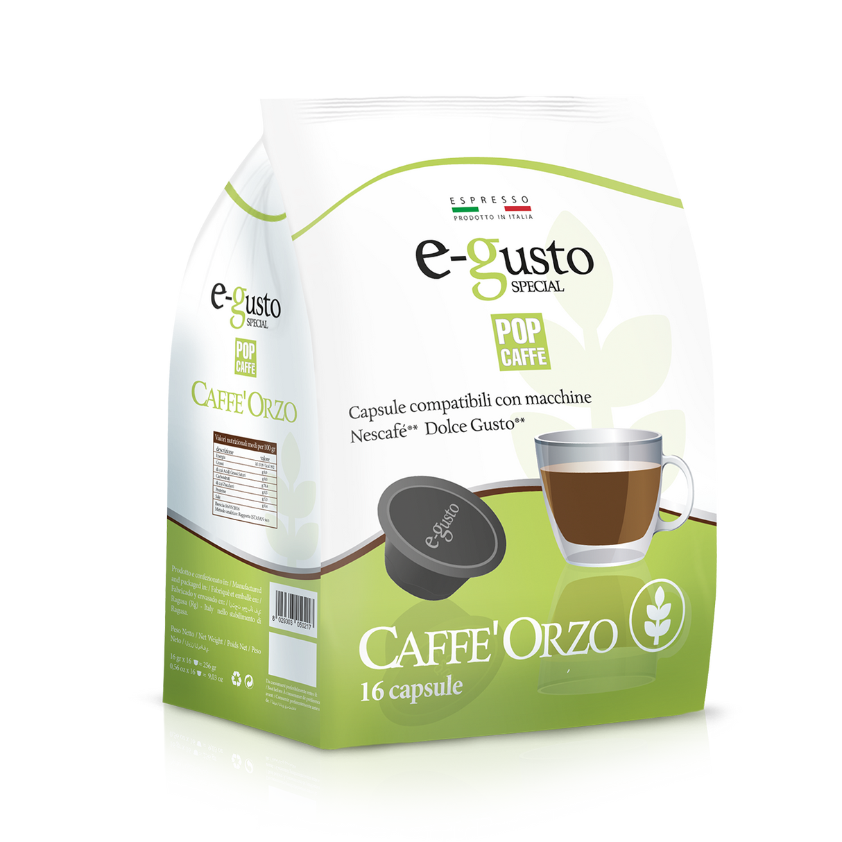 16 Capsule Compatibili Nescafé Dolce Gusto Pop Caffè - E-Gusto Orzo