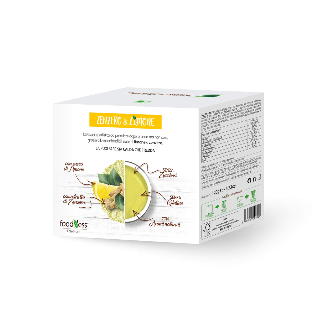 10 Capsule per Tisana Zenzero e Limone FoodNess - Compatibili Nescafé Dolce Gusto