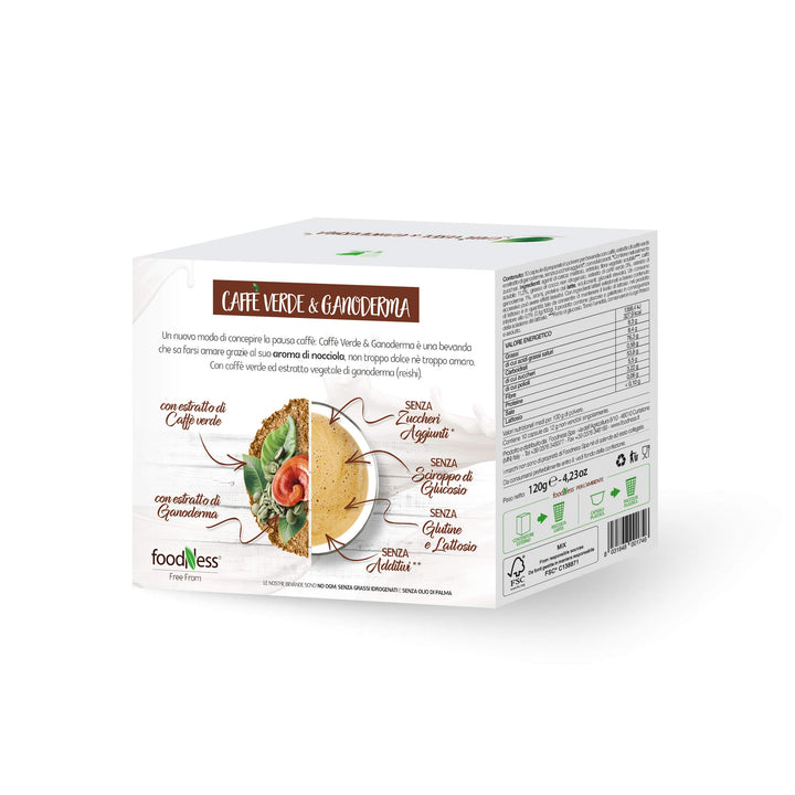 10 capsule FoodNess Caffè Verde & Ganoderma compatibili Dolce Gusto