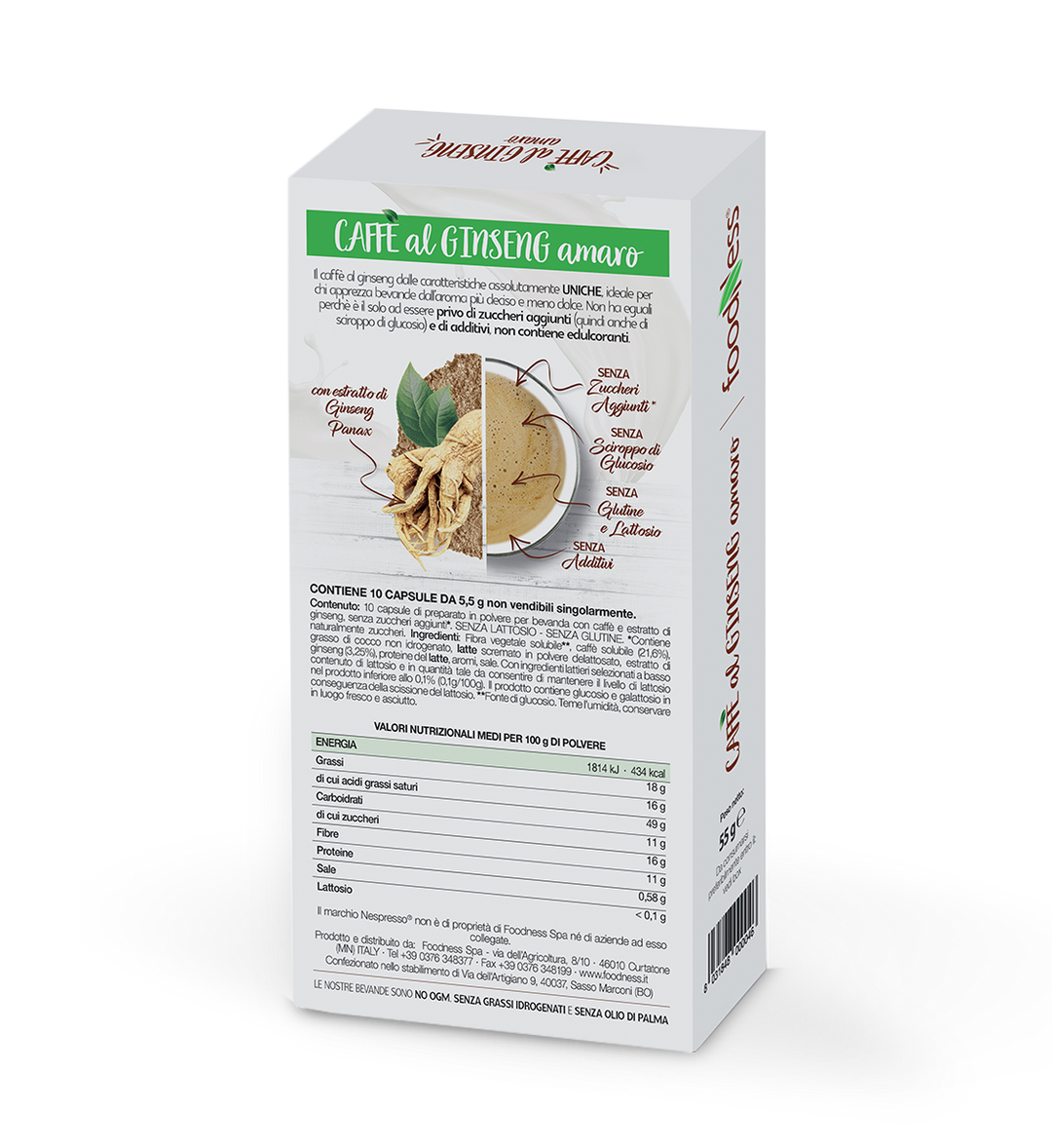 10 Capsule FoodNess Caffè al Ginseng Amaro - Compatibili Nespresso